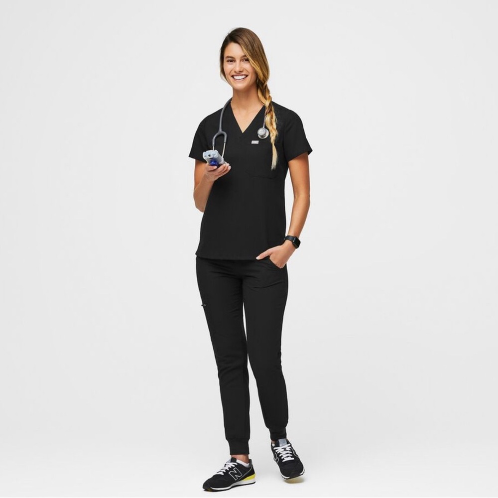 Fig scrub set black Catarina top and Zamora jogger pants